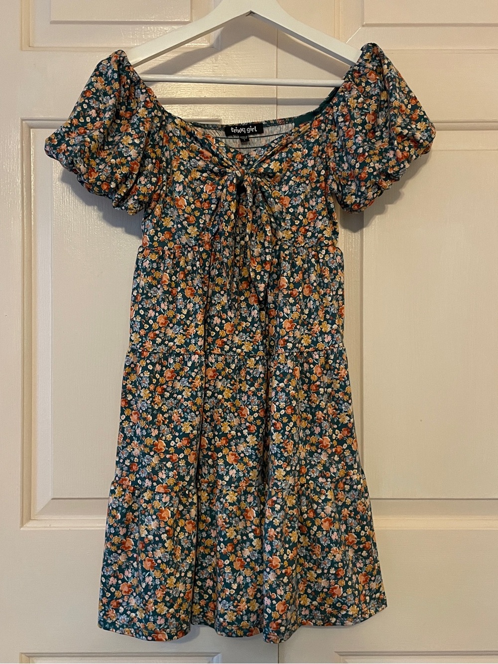 Cottagecore Dream: Trixxi Girl Floral Puff Sleeve Tie Front Mini Dress L